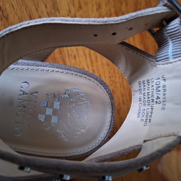 Vince Camuto suede beige bock heel sandals. Brand new without tag. - Picture 3 of 6